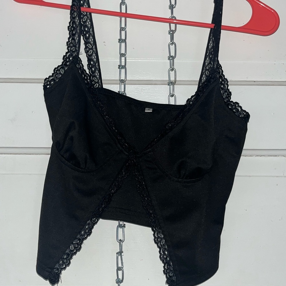 Peekaboo Split tank top / crop top. Lace